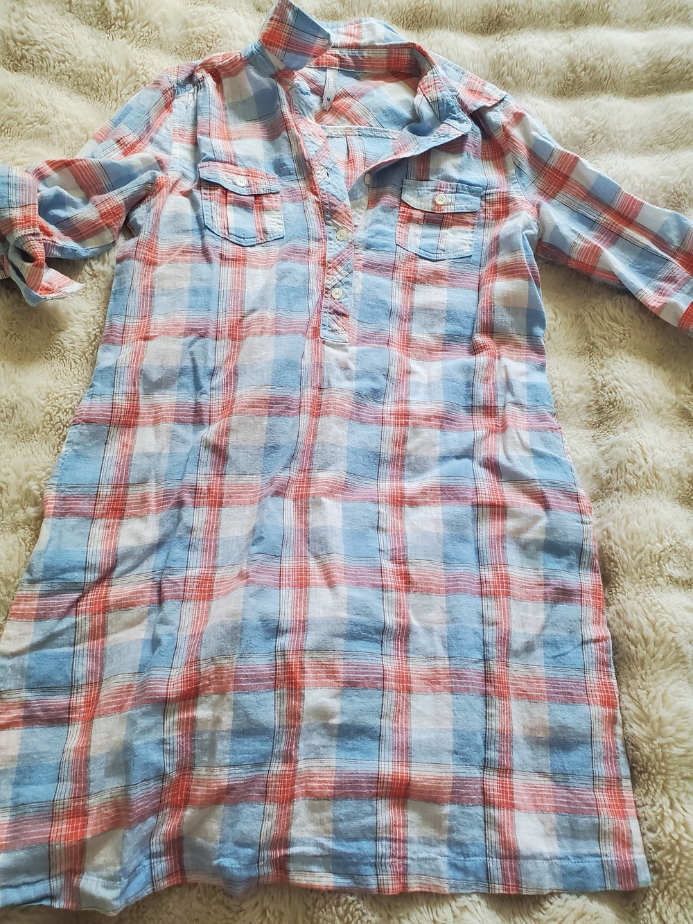 Old Navy Lightweight Plaid Dress in Blue & Red